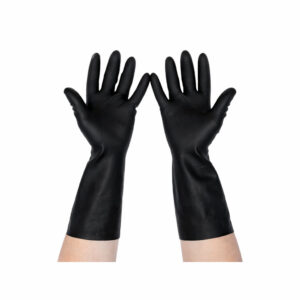 Preema Heavy Duty Weight Long Black Rubber Gloves Small