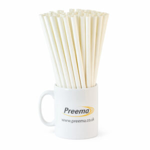 Preema Smoothie Plain White Paper Straws  (240x8mm)