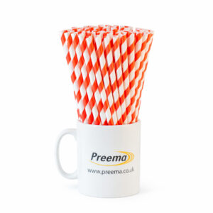 Preema Standard Red/White Striped Paper Straws  (197x6mm)