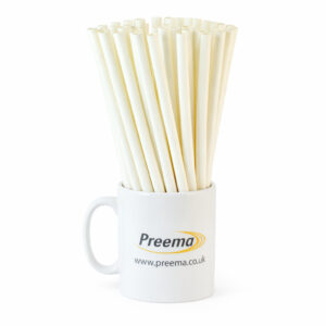 Preema Standard Plain White Paper Straws  (197x6mm)